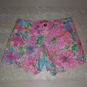 Lilly Pulitzer Buttercup Scallop Hem Shorts Paradise Found Sz 4